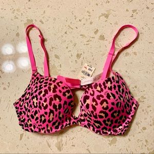 NWT Pink Victoria’s Secret push up bra pink cheetah